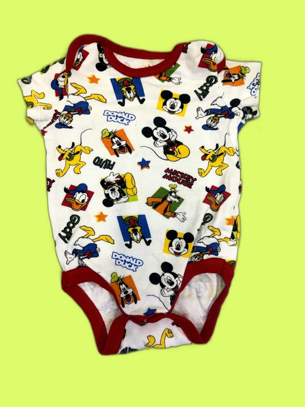 Disney Baby Mickey Mouse Donald Duck Goofy Pluto Short Sleeve Bodysuit 3-6M-Kids